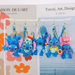 Christmas Stitch Keychain,With antlers and a Christmas hat PVC Keychain, Cute Xmas Key Ring for Bag Decor Stocking Stuffers Gift - Imagine 3