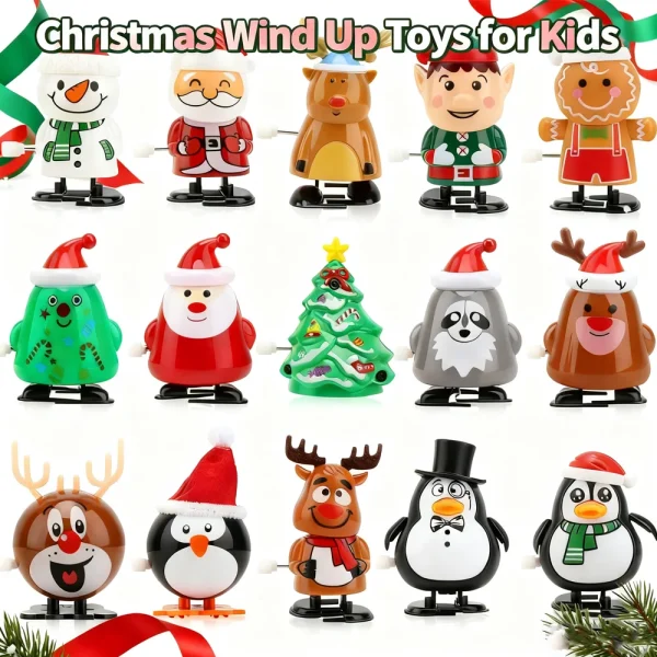 Christmas Wind Up Toys for Kids, Xma Stocking Stuffers, Santa Claus Clockwork Chain Toy, Christmas Party Favors Goody Bag Filler