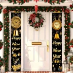 Black Gold 2026 Happy New Year Backdrop Door Banner Christmas New Year Party Decoration Background Photo Shoot Props Home Gifts - Imagine 3
