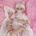 18inch Twins Reborn Baby Doll Lanny Soft Vinyl Body Newborn Baby Size Handmade 3D Skin Painted Hair Visible Veins Chrismtas Gift - Imagine 4