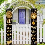 Black Gold 2026 Happy New Year Backdrop Door Banner Christmas New Year Party Decoration Background Photo Shoot Props Home Gifts - Imagine 5