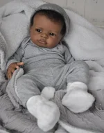 18Inch 3D Painted Dark Skin Lanny Bebe Reborn With Handmade Rooted Hair Soft Cloth Body Lifelike Realistic Reborn Doll - Imagine 3