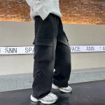 personalized workwear jeans Spring and Autumn 2025 Spring and Autumn New Straight Pants Boys Wide Legs Handsome Trendy 5-15 yea - Imagine 5