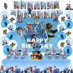 Zootopia Birthday Decorations Set Include Banner Balloon Cake Topper Backdrop Hanging Swirls Tablecloth for Kids Party Supplies