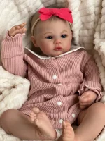 NPK 19inch Meadow Reborn Baby Doll Newborn Baby Size Real Picture Handmade 3D Skin Painted Hair Visible Veins - Imagine 2