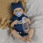 18inch Twins Reborn Baby Doll Lanny Soft Vinyl Body Newborn Baby Size Handmade 3D Skin Painted Hair Visible Veins Chrismtas Gift - Imagine 3