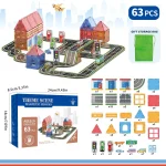 Kid Magnetic Tiles Road Set Boy Toy Gas Station Magnetic Tiles Scene Construction Road Building Preschool Activities Sensory Toy - Imagine 5