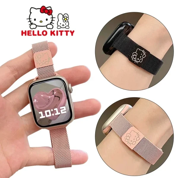 Sanrio Hello Kitty Magnetic Loop Strap For Apple watch Band 44mm 49mm 40mm 45mm 41mm 42mm 38mm bracelet iWatch Ultra 8 4 5 6 7