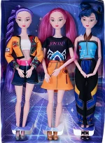 30cm K-Pop Demon Hunters Idol Group Anime Girl Doll Clothes Gold Jacket & Printed Skirt Cartoon Figurines Stage Performance Set - Imagine 4