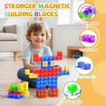Magnetic Building Blocks Toy Transparent Magnetic Cubes Construction Set Preschool STEM Educational Sensory Toys Gift - Imagine 5