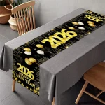 2026 Christmas New Year Table Runner Trendy Style Linen Fabric Party Family Gathering Table Decor Durable Washable Hot Item - Imagine 5