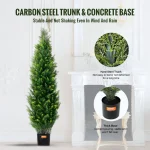 SucceBuy Artificial Cedar Topiary Tree Evergreen Fake Pine Cypress Trees Plant Artificial Greenery Set for Home Decor Outdoor - Imagine 4