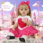 55CM Reborn Toddler Betty Full Silicone Vinyl Girl Body Washable Princess Doll with Golden Long Hair Bebe Birthday Xmas Gifts