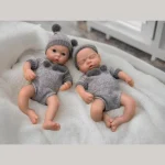 1PC/ 2 Styles Open Mouth 13Inch Solid Silicone Bebe Reborn Girl Doll Soft Touch Handmade Newborn Baby Girls Perfect As Gifts - Imagine 5