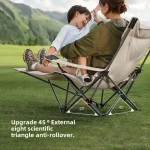 Folding Recliner Portable Camping Chair with Adjustable Backrest and Cotton-Filled Seat for Travel Beach Fishing Outdoor Chair - Imagine 5