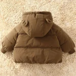 Boys Girls Thickened Down Coats Baby Winter Warm Hooded Jackets Outerwear Children Fashion Solid Color Coat Kids Casual Clothing - Imagine 4