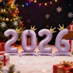 4pcs Christmas 2026 Foil Balloons 32/40Inch New Year Decor Balloons Xmas Baloon Chinese Spring Helium Baloon Festival Party Supp - Imagine 3