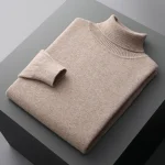 autumn and winter New 100% merino wool pullover men's high-necked cashmere sweater thickened warm loose solid color top - Imagine 3