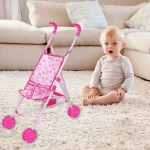Creative Multicolor Dolls Pram Foldable Playing House Doll Handcart Stable Lightweight Baby Stroller For Boy Girl Doll Handcart - Imagine 5