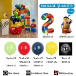 131pcs Rainbow Lego Theme Balloon Set Suitable for Birthday Outdoor Park Picnic Anniversary Celebration Graduation Summer Party - Imagine 6