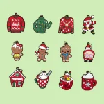1-100PCS Christmas Keychains Festive Style Santa Claus Sweater Gingerbread Man Keyring Accessories for Women Men Holiday Gifts