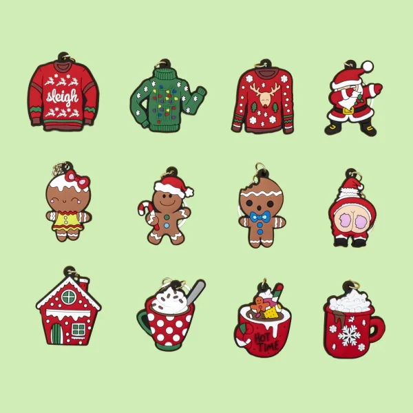 1-100PCS Christmas Keychains Festive Style Santa Claus Sweater Gingerbread Man Keyring Accessories for Women Men Holiday Gifts