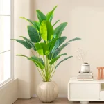 1pc Artificial Plants Large Tropical Palm Tree Fake Banana Plants Leaves Real Touch Plastic Monstera For Home Garden Party Decor - Imagine 5