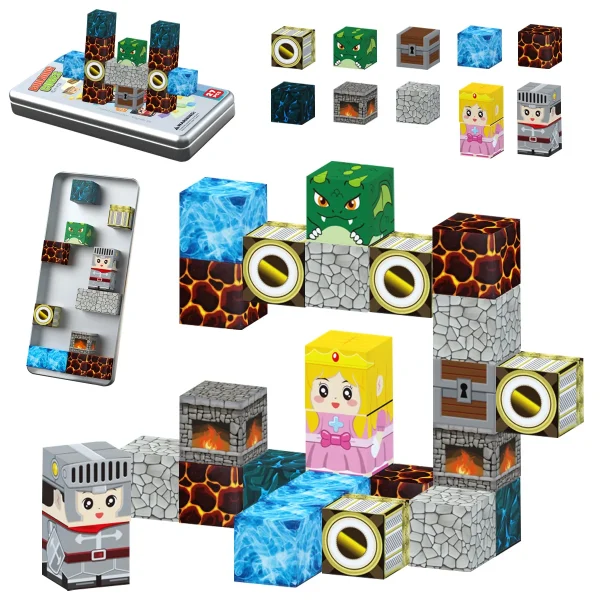 Ice and Fire-Themed Magnetic Blocks - 27PCS Magnetic Blocks Build Ice and Fire Castle - Magnetics Toys for Kids Christmas Birthd