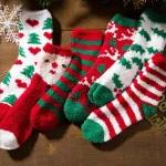 New Christmas Socks Coral Fleece Winter Plush Thickened Warm Confinement Floor Socks Men and Women Couple Socks Sleep Socks Gift