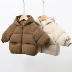 Boys Girls Thickened Down Coats Baby Winter Warm Hooded Jackets Outerwear Children Fashion Solid Color Coat Kids Casual Clothing