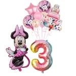 Minnie Mouse Birthday Party Decorations Tableware Set Birthday Decorations Full Set Pink Balloons Banner Candy Box Kids Favors - Imagine 4