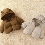 Boys Girls Thickened Down Coats Baby Winter Warm Hooded Jackets Outerwear Children Fashion Solid Color Coat Kids Casual Clothing - Imagine 5