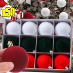 Velvet Christmas Balls Plastic Shatterproof Christmas Ornaments Ball Flocked Ornaments for Xmas Tree Holiday Party Decorations - Imagine 2