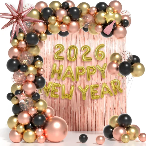 1set 2026 Happy New Year 16inch Letter Balloon Foil Banner New Years Eve Backdrop Home DIY Party Balloon Celebration Decoration