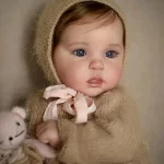 18-20Inch Washable Ward Reborn Girl Doll With Rooted Hair Full Body Vinyl 3D Painted Skin Newborn Girl Doll Lifelike Doll - Imagine 3