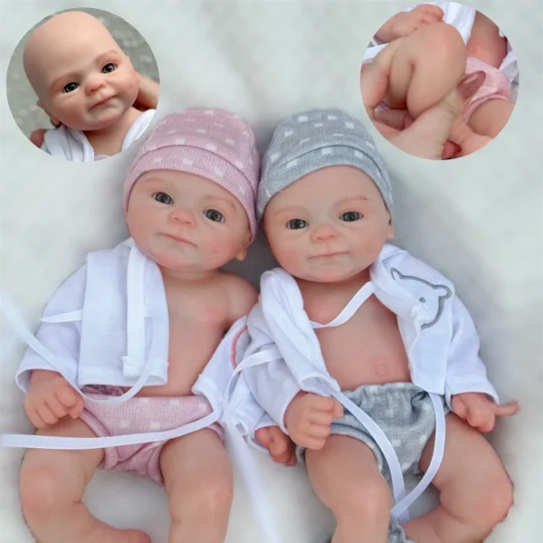 33cm Painted Solid Silicone Bebe Reborn Girl and Boy Soft Touch Washable Silicone Newborn Baby Dolls For Christmas's Gift