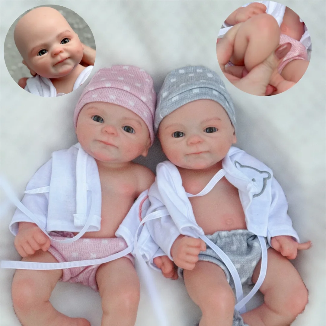kf-S442b3a1a674b4c9db37615b094f245ffA 33cm Painted Solid Silicone Bebe Reborn Girl and Boy Soft Touch Washable Silicone Newborn Baby Dolls For Christmas's Gift - Imagine 1
