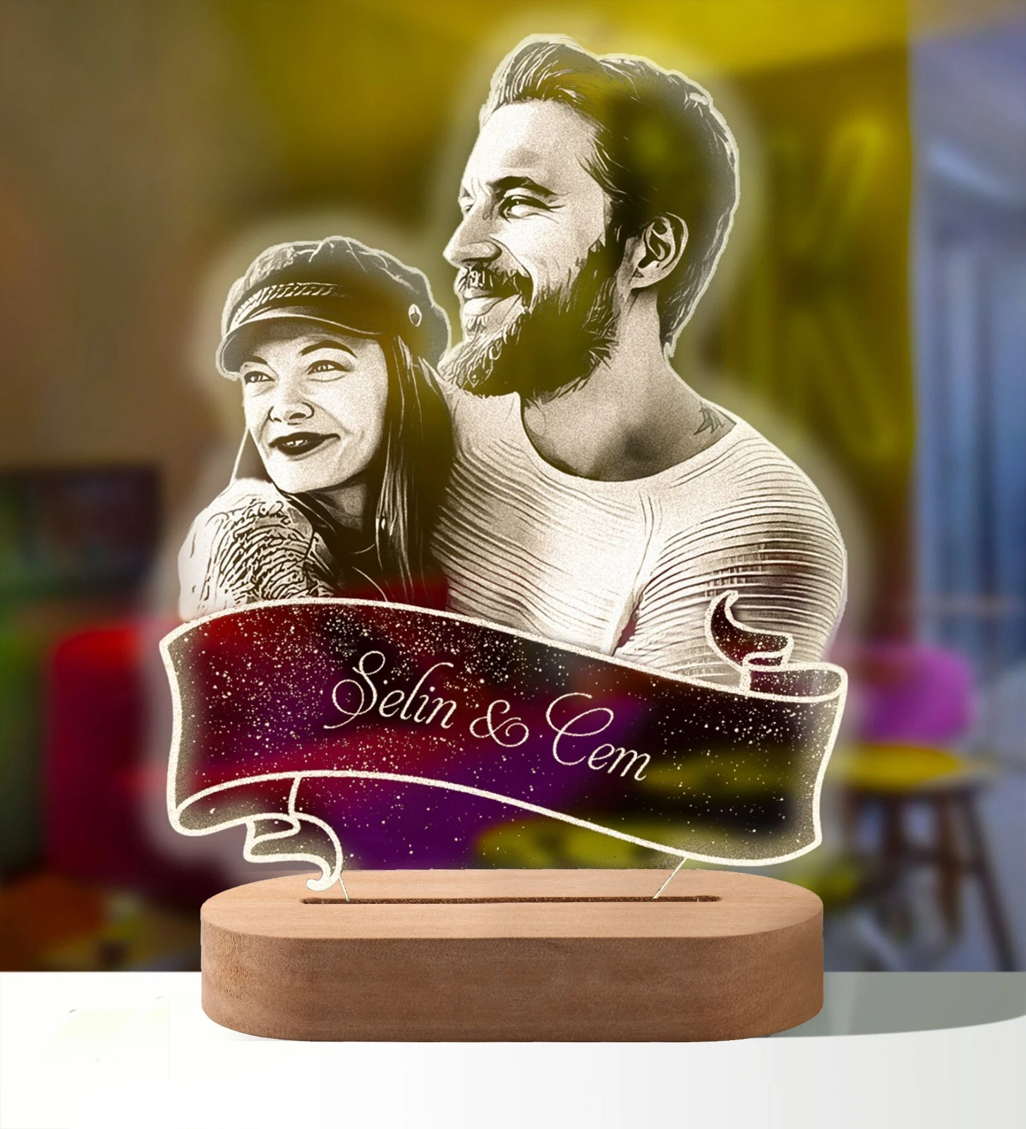 kf-S4667ff8fccab424b853f93187525fd19Q Personalized 3D Photo Lamp Custom Photo And Text Customized Valentine's Day Wedding Anniversary Birthday 3D Night Light Gifts - Imagine 1