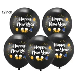5-100Pcs Happy New Year Latex Balloon Black Gold Happy New Year Eve Party Balloons for Happy New Years 2026 Decorations Supplies - Imagine 2