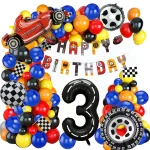 1set Car Truck Theme Race Car Balloon Set Wheel Tire Balloons 1-9th Birthday Party Decorations for Boy Baby Shower Decoration