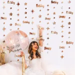 Gold 30th Happy Birthday Party Paper Banners Decorations Number 30 Year Old Circle Dots Twinkle Star Garlands Hanging Backdrops - Imagine 4