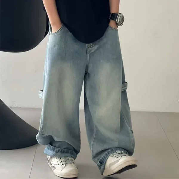 Boys' jeans in spring and autumn, loose pants for adults, handsome and versatile, children's casual pants trend