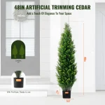 SucceBuy Artificial Cedar Topiary Tree Evergreen Fake Pine Cypress Trees Plant Artificial Greenery Set for Home Decor Outdoor - Imagine 6
