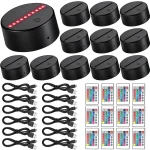 12 Pcs 3D Night LED Light Lamp Base 16 Colors Decorative Light Show Display Stand with Remote USB Cable for Acrylic Resin Glass