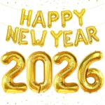 40Inch Gold Happy New Year 2026 Foil Balloon Hello 2026 Letter Balloon Banner Garland Christmas New Year Eve Decorations Supplie - Imagine 4