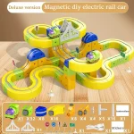 Creative Large Particles Diy Electric Magnetic Track Train Set Building Blocks Educational Toys Gift For Children Kids - Imagine 6