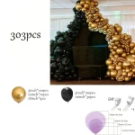 303pcs Black Gold latex Balloon Garland Arch Kit Bridal Shower, Valentine's Day, Wedding Party Birthday Party Decoration - Imagine 2