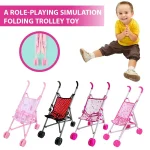 Creative Multicolor Dolls Pram Foldable Playing House Doll Handcart Stable Lightweight Baby Stroller For Boy Girl Doll Handcart - Imagine 2