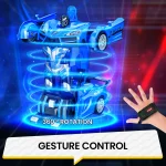 Remote Control Cars Police Car Toy Gesture Sensing with LED Light, 2.4GHz One Button Transformation Robot RC Cars Gift for Kids - Imagine 4