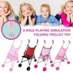 Creative Multicolor Dolls Pram Foldable Playing House Doll Handcart Stable Lightweight Baby Stroller For Boy Girl Doll Handcart - Imagine 4